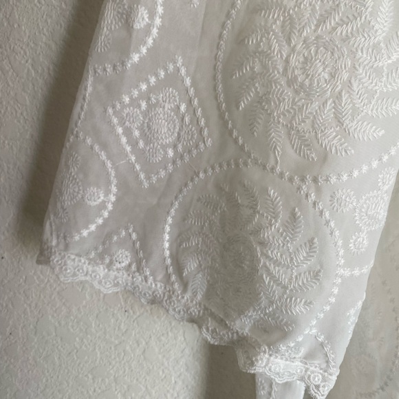 Bloomchic White Lace Kimono Duster Tie Front Long Boho Beach Cardigan 18/20 - Picture 16 of 16